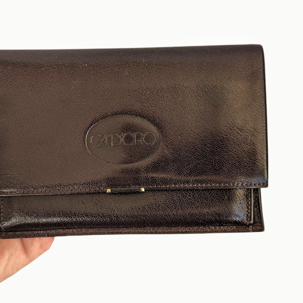 Vintage 1980s Brown Genuine Leather Wallet A'DORO Made in France - Picture 6 of 13
